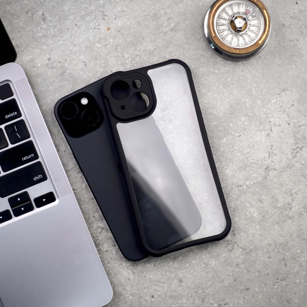 Shockproof Transparent Bumper Case for iPhone 15 Plus iPhone case with full camera protection and raised edges