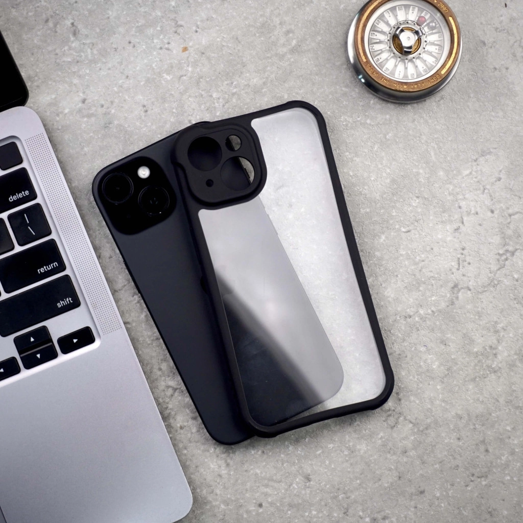 iPhone case with full camera protection and raised edges