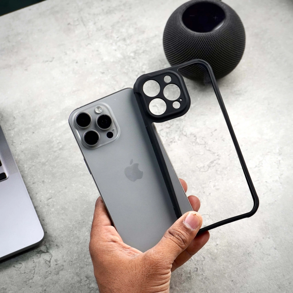 iPhone case with full camera protection and raised edges